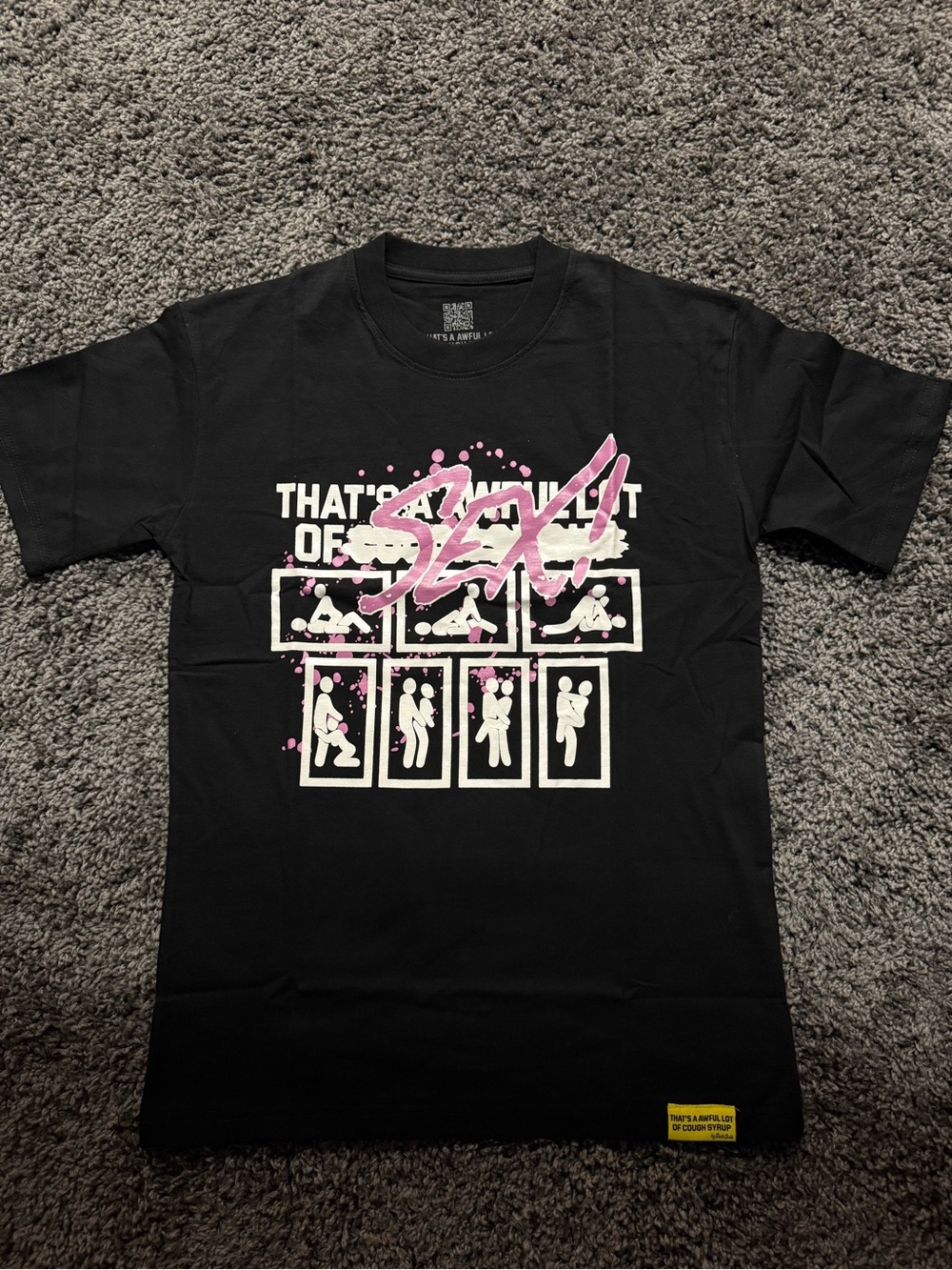 Men's Black Graphic Short-Sleeve Tee with Pink & Cream Print